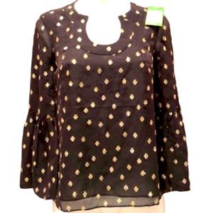 LILLY PULITZER 💯% silk black tunic top, NWT